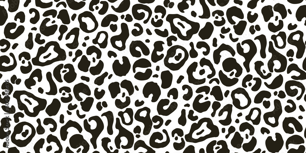Seamless faux leopard trendy skin pattern. Abstract black animal print on  white background. Make camouflage printable cheetah skin print. Vector  template for the design of fabric, bag, furniture trim Stock Vector |