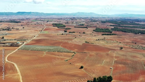 survol de la province viticole de Utiel-Requena près de Valencia en Espagne	
 photo