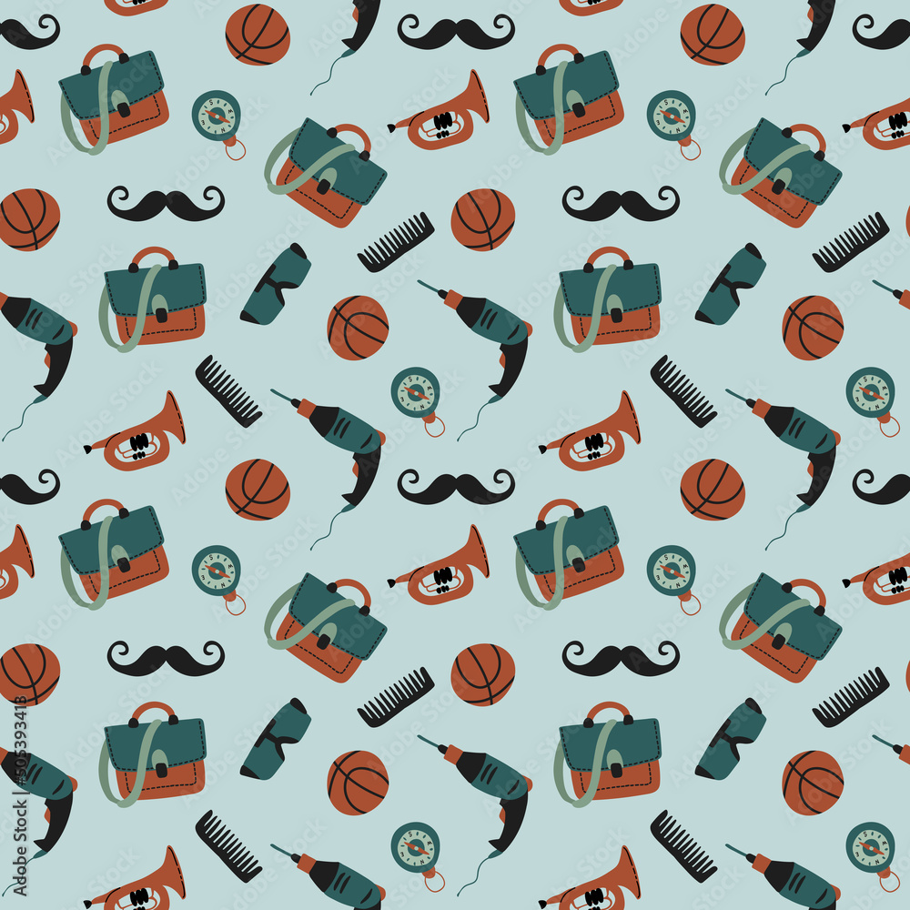 Seamless pattern for the holiday Father's Day. Digital paper.	