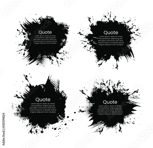 Brush strokes ink and blots  black paint  set. Vector illustration