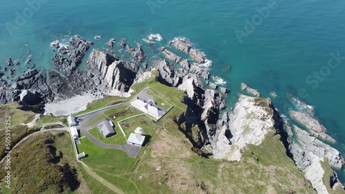 bull point lighthouse devon england uk aerial drone  photo