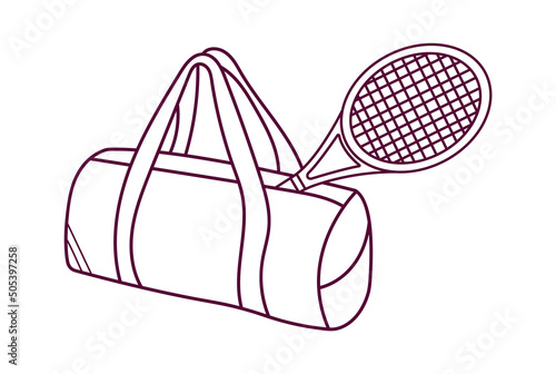 Sport bag with racket. Healthy Lifestyle. Vector illustration