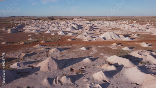 aerial shot of opal mine tailings at coober pedy photo
