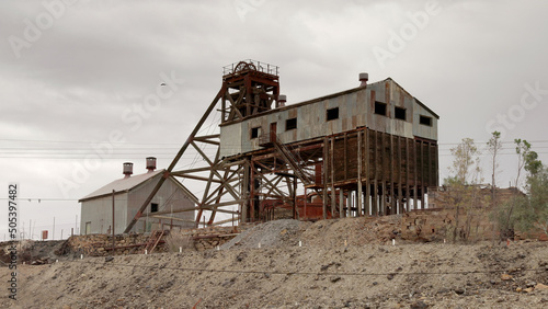 headframe and buildings of the historic junction mine at broken hill