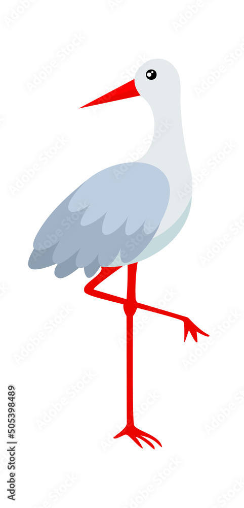Obraz premium Stork Wild Bird. Vector illustration