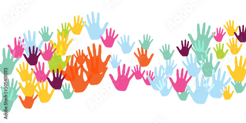 Abstract children handprints nursery games concept vector