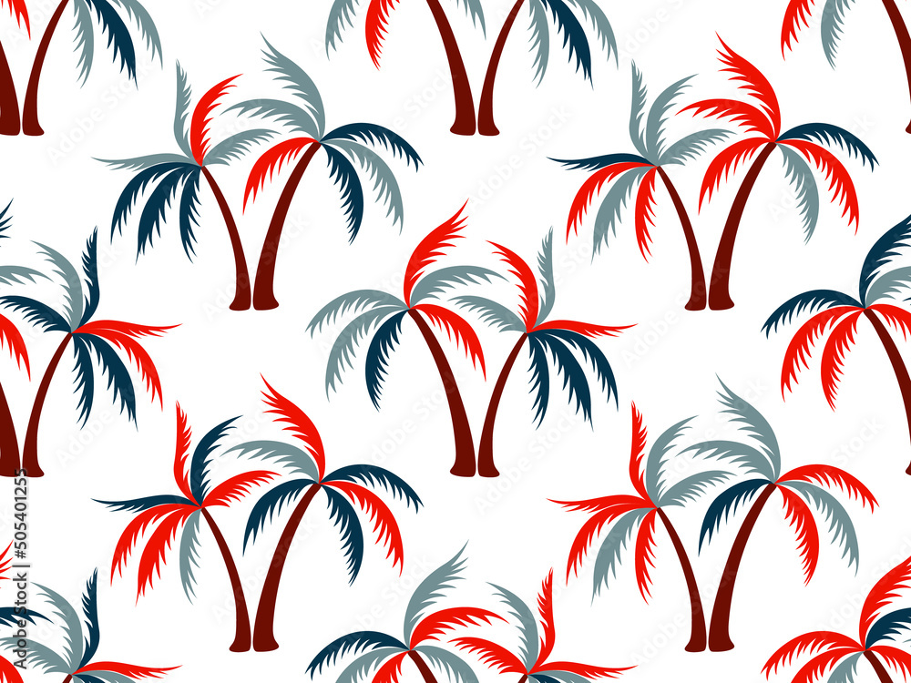 Palm tree minimal seamless pattern vector design. Palm tree minimal seamless pattern vector design.