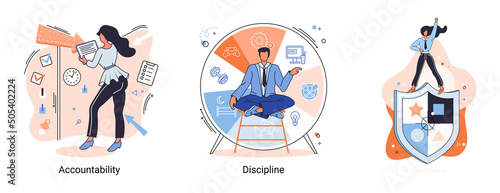 Daily schedule metaphor, daily affairs person, discipline indicators time for rest, work, sleep, food. Scheduling activities for day, time management, distribution of tasks, circle sectors occupation