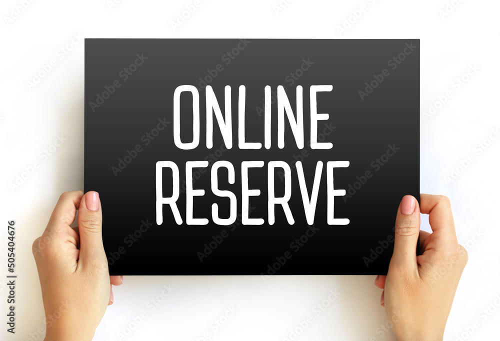 Online Reserve text on card, concept background Online Reserve text on card, concept background