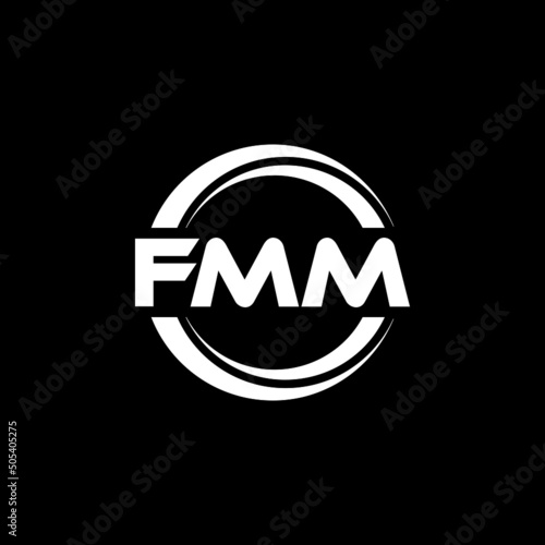 FMM letter logo design with black background in illustrator, vector logo modern alphabet font overlap style. calligraphy designs for logo, Poster, Invitation, etc. photo