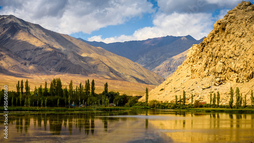 Beautiful summer lake in Ladakh. This lake is completely frozen during the winters and used for winter sports such as ice skating and ice hockey. 