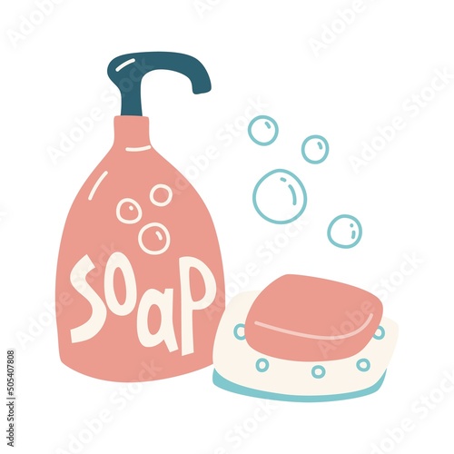 Liquid soap bottle cute vector elements.