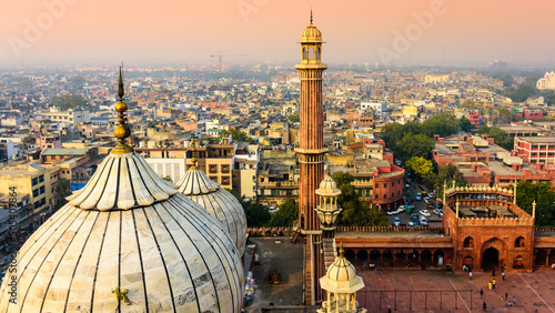 An aerial view of the Jama Masjid, New Delhi, India photo