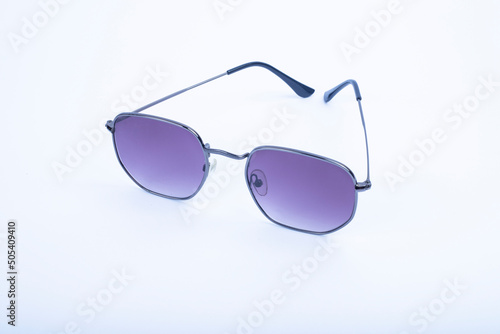 Black sunglasses with Multicolor Mirror Lens isolated on white background
