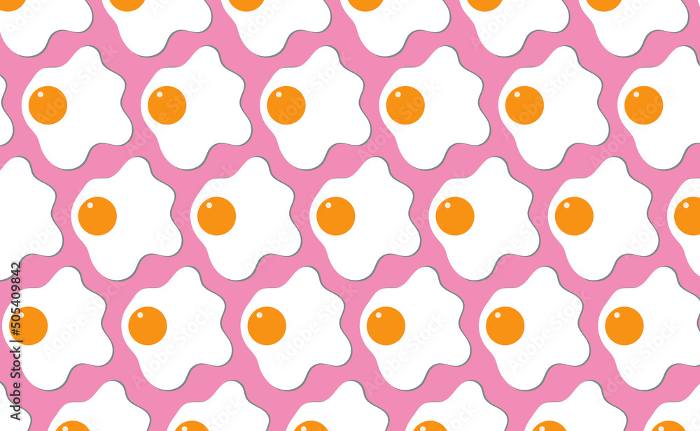 Fried egg isolated on pink background. Fried egg flat icon. Fried egg close up. Pattern on a pink background. Fried egg isolated on pink background. Fried egg flat icon. Fried egg close up. Pattern on a pink background.