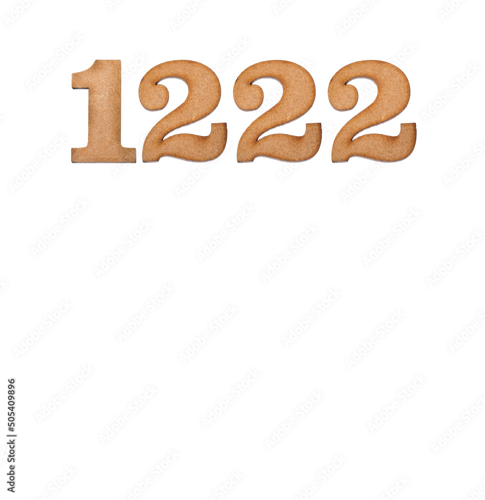 Number 1222 in wood, isolated on white background Number 1222 in wood, isolated on white background
