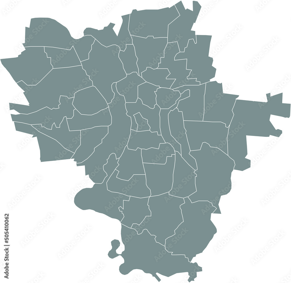 Gray flat blank vector administrative map of HALLE (SAALE), GERMANY with black border lines of its districts
