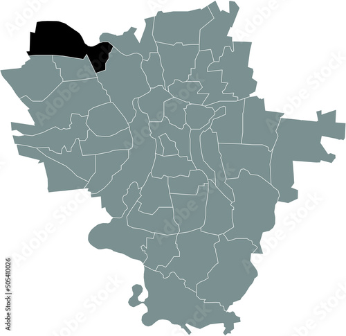 Black flat blank highlighted location map of the ORTSLAGE LETTIN DISTRICT inside gray administrative map of Halle (Saale), Germany photo