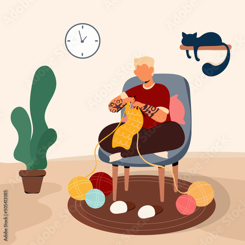 The guy at home knits with knitting needles