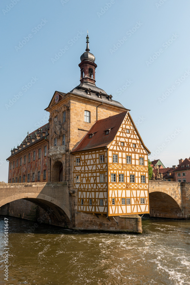 Bamberg old town hall on the Regnitz river