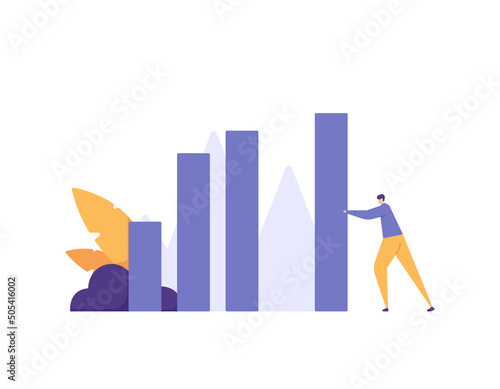 develop business, increase sales or investment profit, growth and increase in company profits, increase in salary and income. businessmen trying to increase traffic data. flat cartoon illustration