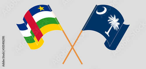 Crossed and waving flags of Central African Republic and The State of South Carolina