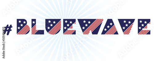 Hashtag midterm election banner on white background. 2022 political campaign for flyer, post, print, stiker template design Patriotic motivational message quotes Blue Wave. Vector. photo