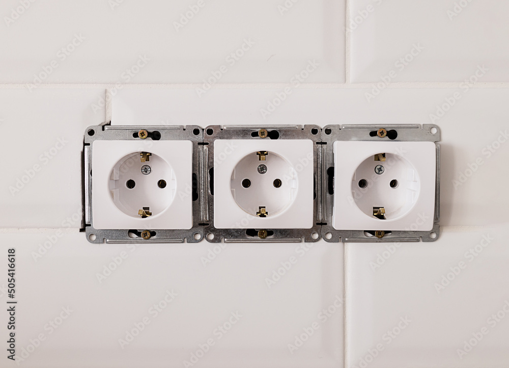 Photography close-up, three sockets, repair