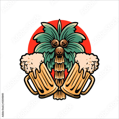 summer beer illustration vector design