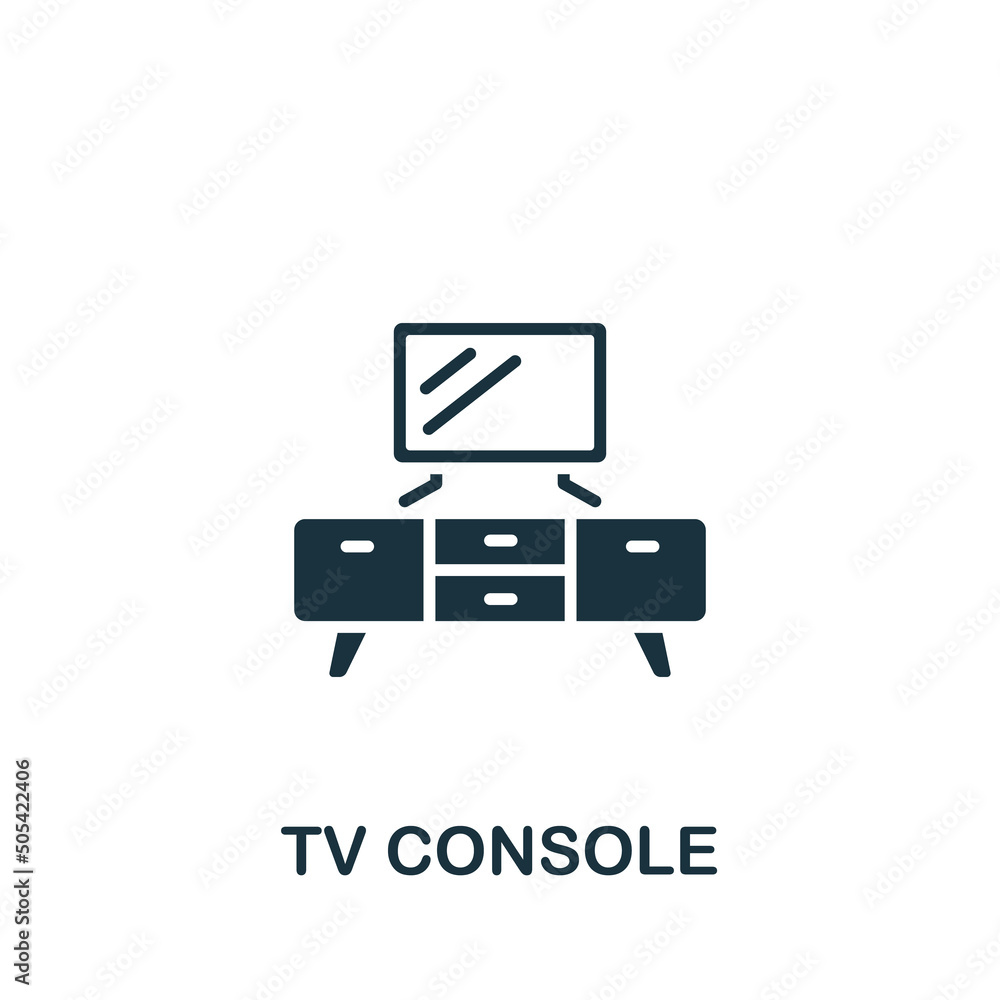Tv Console icon. Monochrome simple Interior Furniture icon for templates, web design and infographics Tv Console icon. Monochrome simple Interior Furniture icon for templates, web design and infographics