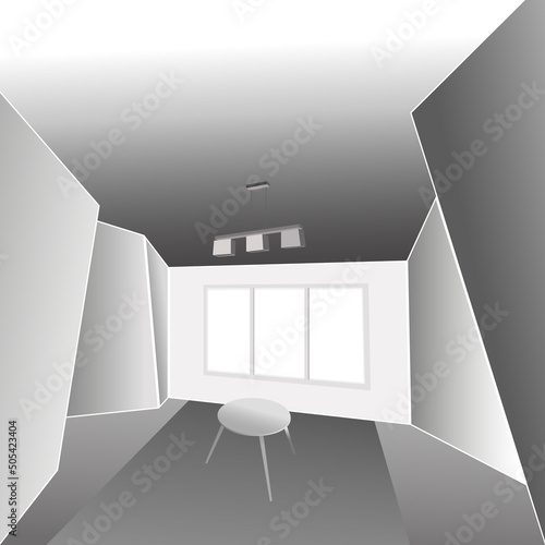 Interior in the perspective of a complex volume