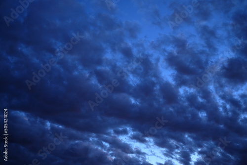 Nature dark blue sky background with clouds
