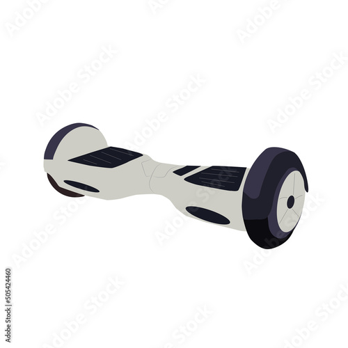 Self-balancing scooter or hoverboard isolated on white background. Flat vector illustration