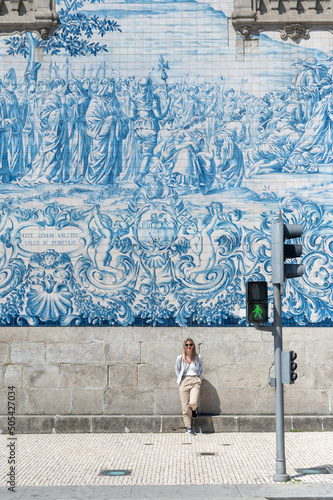 Wallpaper Mural Beautiful and old tiled facade of Capela das Almas church in Porto, Portugal on a sunny day in summer 2022. Torontodigital.ca