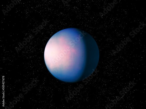Earth-like exoplanet isolated, rocky planet in space, realistic planet with atmosphere.