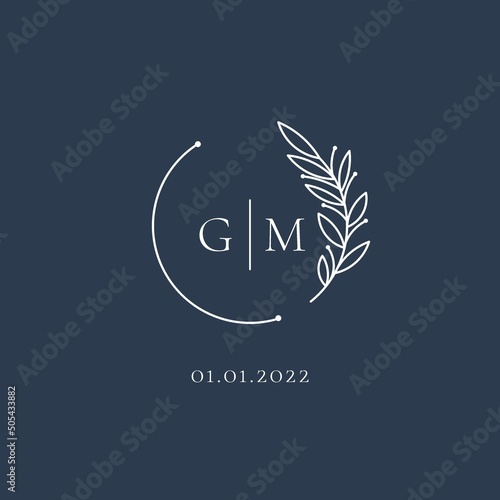 Initial letter GM wedding logo design ideas