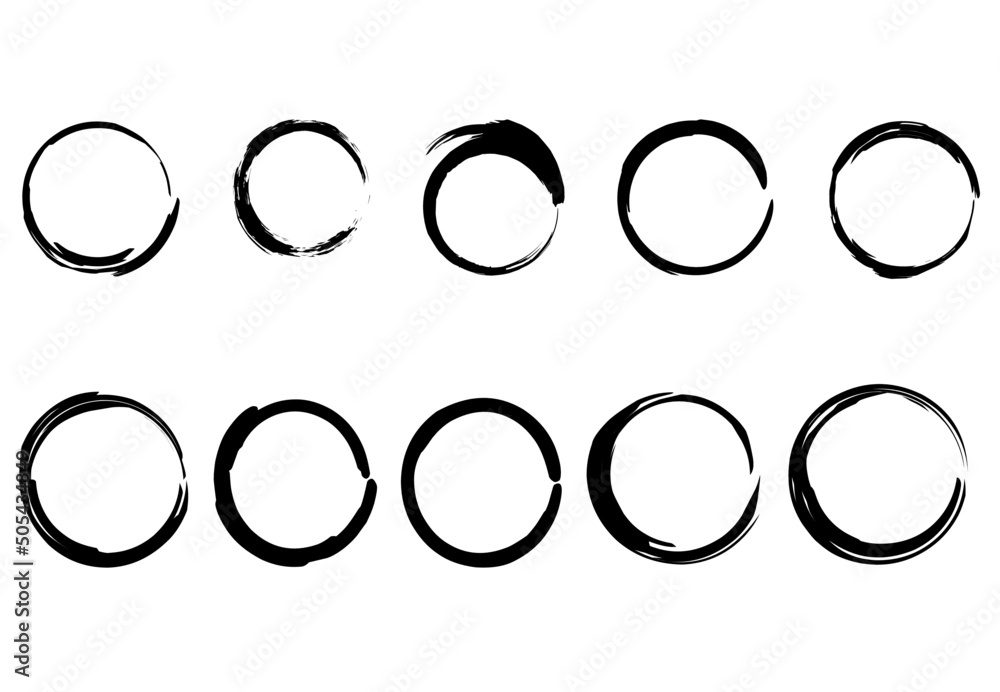 enso Zen Circles Set Illustration isolated on white background enso Zen Circles Set Illustration isolated on white background