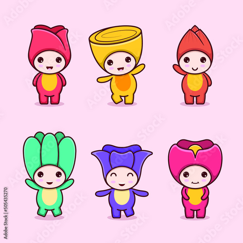 Colorful vector illustration of cute funny creatures
