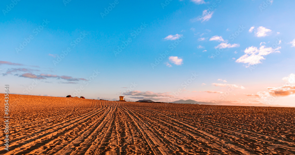 plowed field at sunset