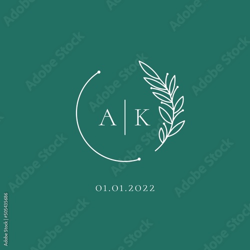 Initial letter AK wedding logo design ideas