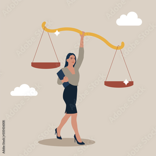 Social responsibility or integrity to earn trust, balance and justice for leadership concept, confident businessman leader lift balance ethical scale. Principles and business ethic to do right things.