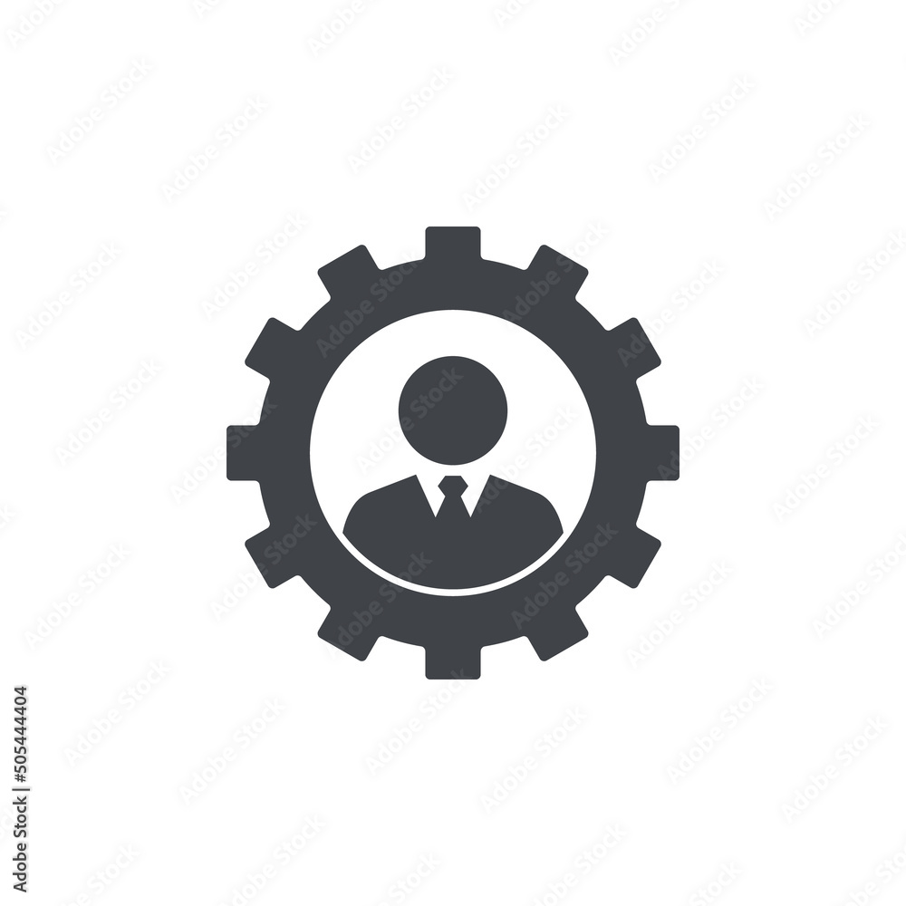 Manager with gear icon. Manager with gear icon.