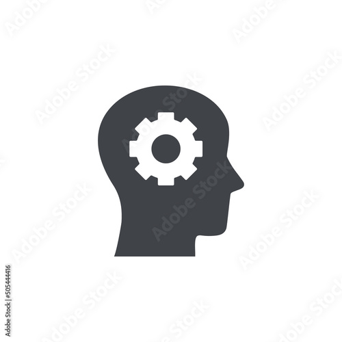Human head with gear icon.