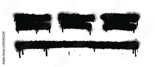 Painted spray elements. Grunge graffiti painted borders and shapes, dirty splatter street art strokes. Spray textured black lines vector illustration set. Graffiti art dirty, spot grunge splattered.