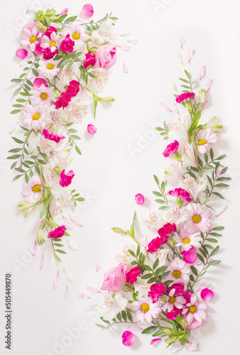 Fototapeta Naklejka Na Ścianę i Meble -  beautiful pink and white flowers on white background