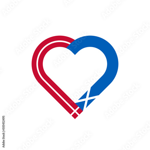 unity concept. heart ribbon icon of denmark and scotland flags. vector illustration isolated on white background