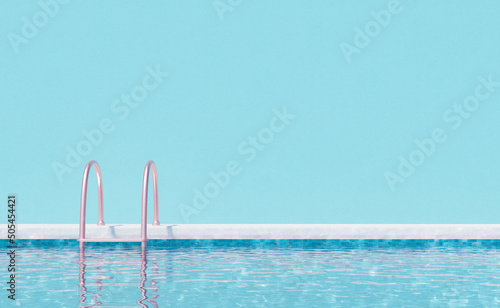 Pool with clean water and ladder