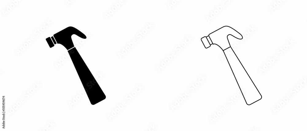 Realistic hammer vector icon. Hand-held impact tool sign. Realistic hammer vector icon. Hand-held impact tool sign.