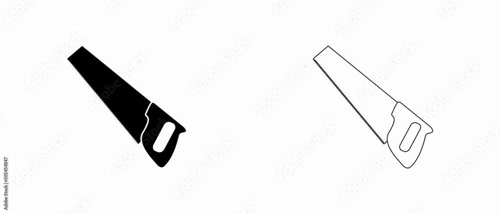 Hand saw icon. Construction vector sign. Hand saw icon. Construction vector sign.