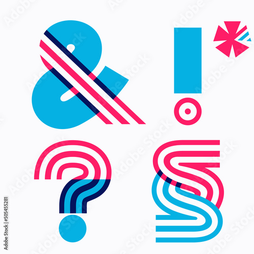 Question mark, exclamation point, ampersand logo set made of overlapping lines.